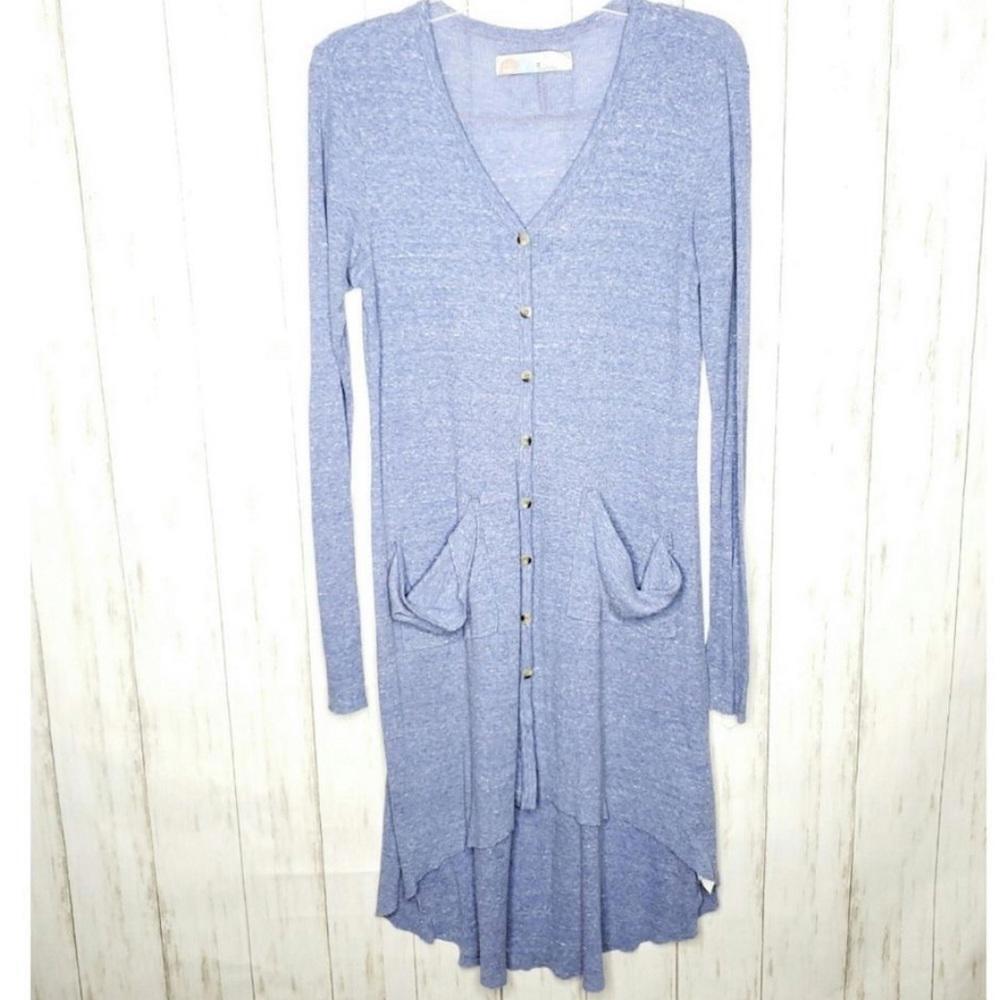Free People Beach ribbed cardigan / coverup sz large light blue EUC - Picture 2 of 7
